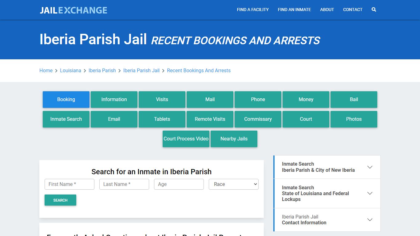 Iberia Parish Jail Recent Bookings And Arrests - Jail Exchange